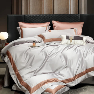 Luxury Red Burgundy Long Striped Egyptian Cotton 1000TC Bedding Set